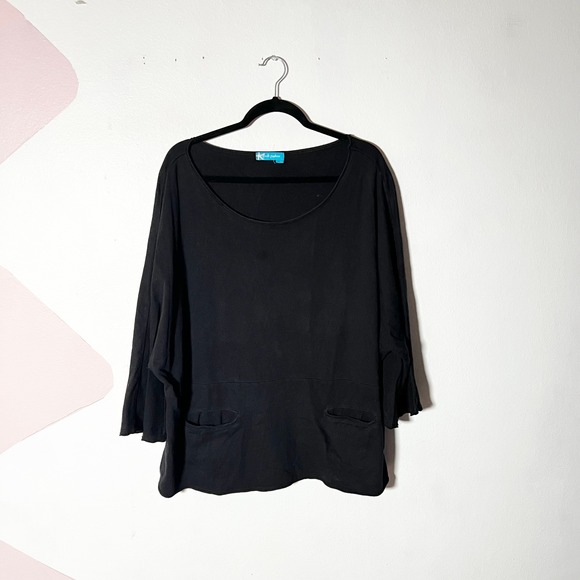 fresh produce Tops - Fresh Produce Tunic Top Womens XL Black 100% Cotton Pockets Lagenlook